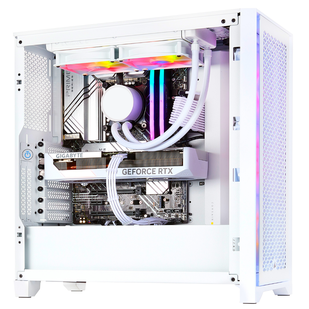 PCxtend Snow White Gaming PC (RTX 4070 Ti Super - Intel Core i7 14th Gen- 32 GB RAM DDR5- 2TB SSD - Win 11 Pro - Keyboard Mouse)