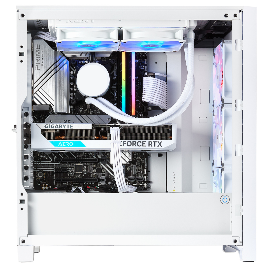 PCxtend Snow White Gaming PC (RTX 4070 Ti Super - Intel Core i7 14th Gen- 32 GB RAM DDR5- 2TB SSD - Win 11 Pro - Keyboard Mouse)