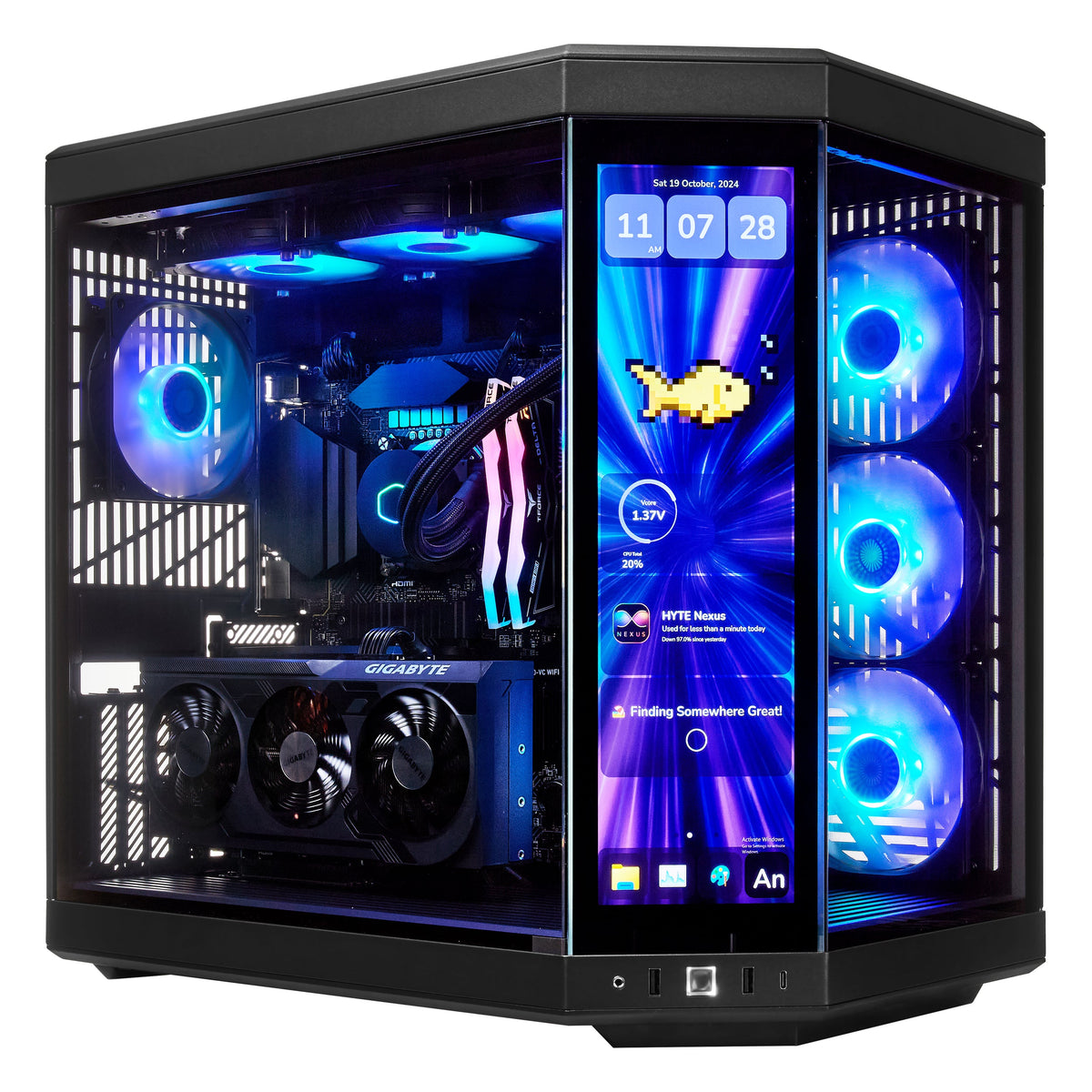 PCxtend Limited Edition Gaming Pc – GeForce RTX 4070 Ti SUPER - Ryzen 7 7800X3D - 2TB SSD - 32GB Ram - Win 11 Pro - HYTE Y70 Touch infinite - Black
