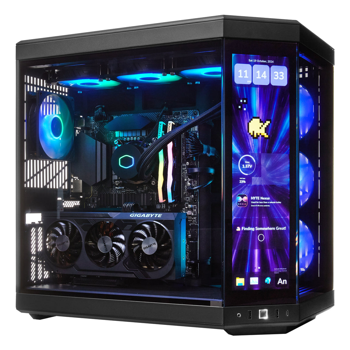 PCxtend Limited Edition Gaming Pc – GeForce RTX 4070 Ti SUPER - Ryzen 7 7800X3D - 2TB SSD - 32GB Ram - Win 11 Pro - HYTE Y70 Touch infinite - Black