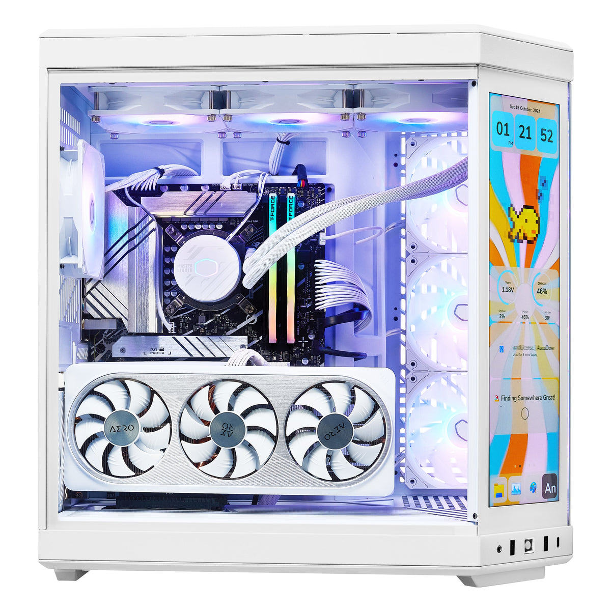 PCxtend Limited Edition Gaming Pc – GeForce RTX 4070 Ti SUPER - Ryzen 7 7800X3D - 2TB SSD - 32GB Ram - Win 11 Pro - HYTE Y70 Touch infinite - White