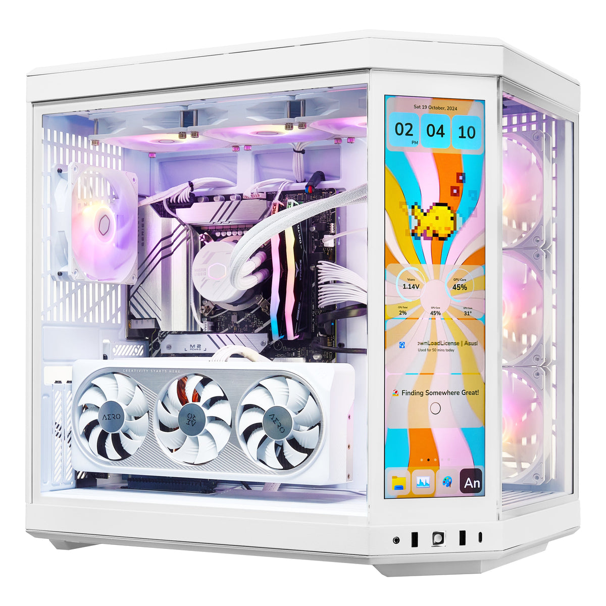 PCxtend Limited Edition Gaming Pc – GeForce RTX 4070 Ti SUPER - Ryzen 7 7800X3D - 2TB SSD - 32GB Ram - Win 11 Pro - HYTE Y70 Touch infinite - White