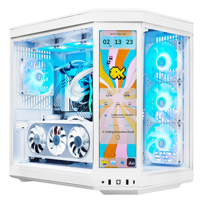 PCxtend Limited Edition Gaming Pc – GeForce RTX 4070 Ti SUPER - Ryzen 7 7800X3D - 2TB SSD - 32GB Ram - Win 11 Pro - HYTE Y70 Touch infinite - White