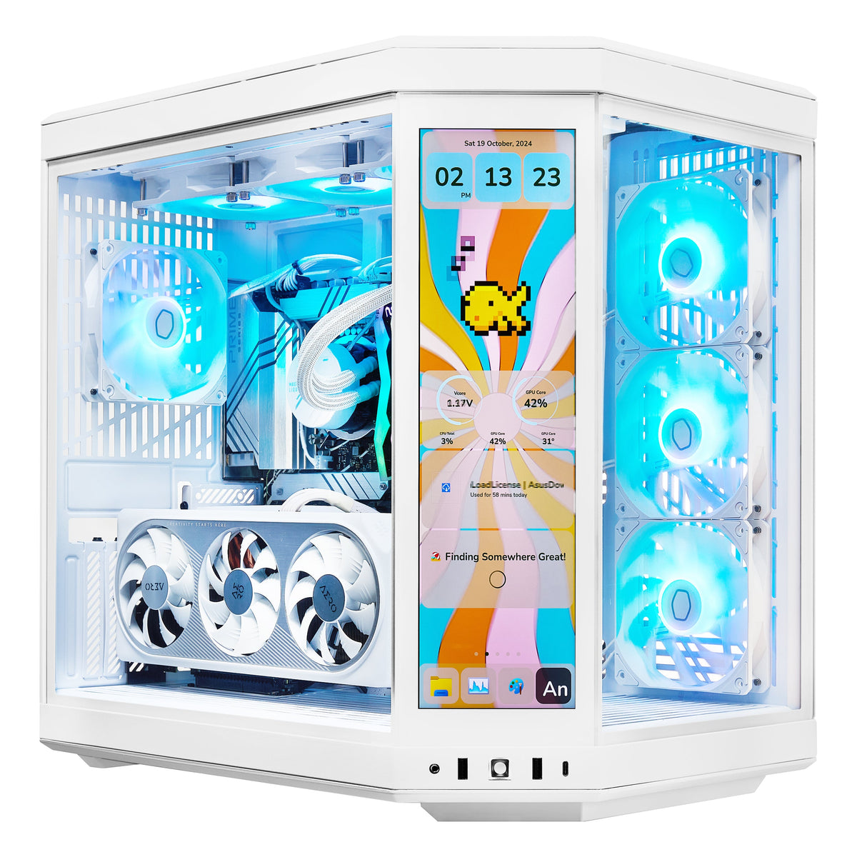 PCxtend Limited Edition Gaming Pc – GeForce RTX 4070 Ti SUPER - Ryzen 7 7800X3D - 2TB SSD - 32GB Ram - Win 11 Pro - HYTE Y70 Touch infinite - White
