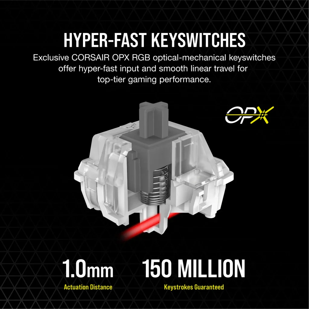 K100 RGB Optical-Mechanical Gaming Keyboard ?€? CORSAIR OPX Switch ?€? Black