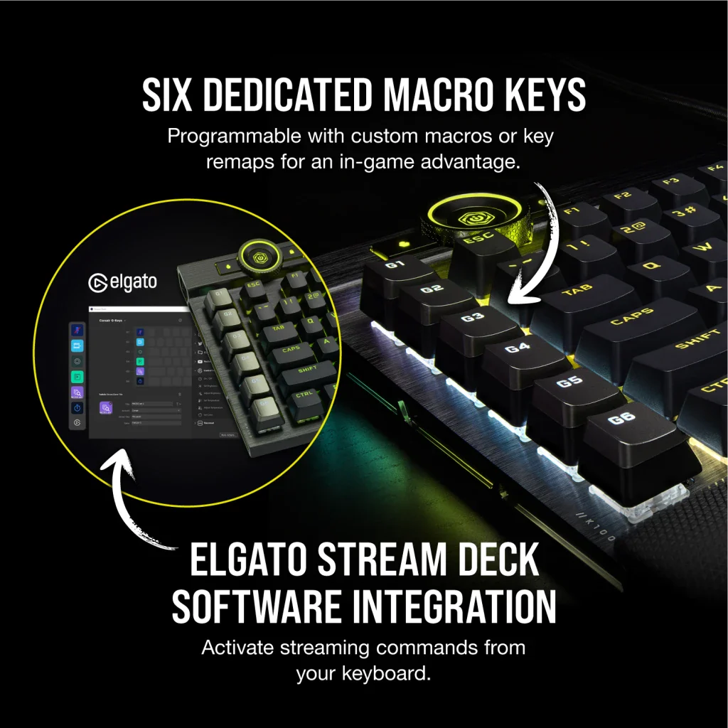 K100 RGB Optical-Mechanical Gaming Keyboard ?€? CORSAIR OPX Switch ?€? Black
