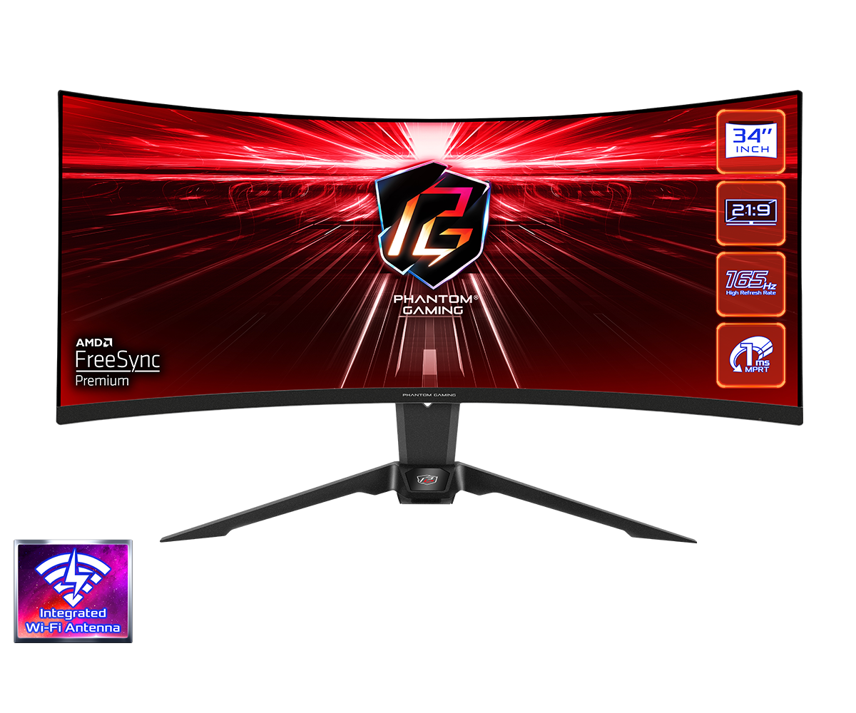 Asrock Phantom Gaming 34" Curved gaming Monitor (PG34WQ15R2B)
